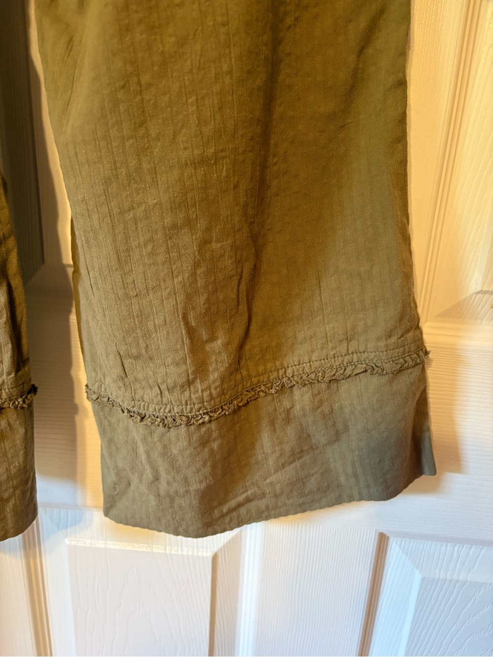 Free People Intimately Lounge Set Olive Green Embroidered Top Wide Leg Pants Boh - Picture 10 of 10